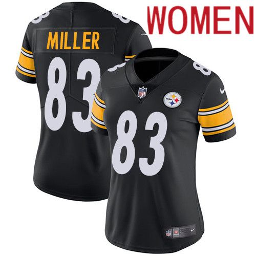 Women Pittsburgh Steelers 83 Heath Miller Nike Black Vapor Limited NFL Jersey